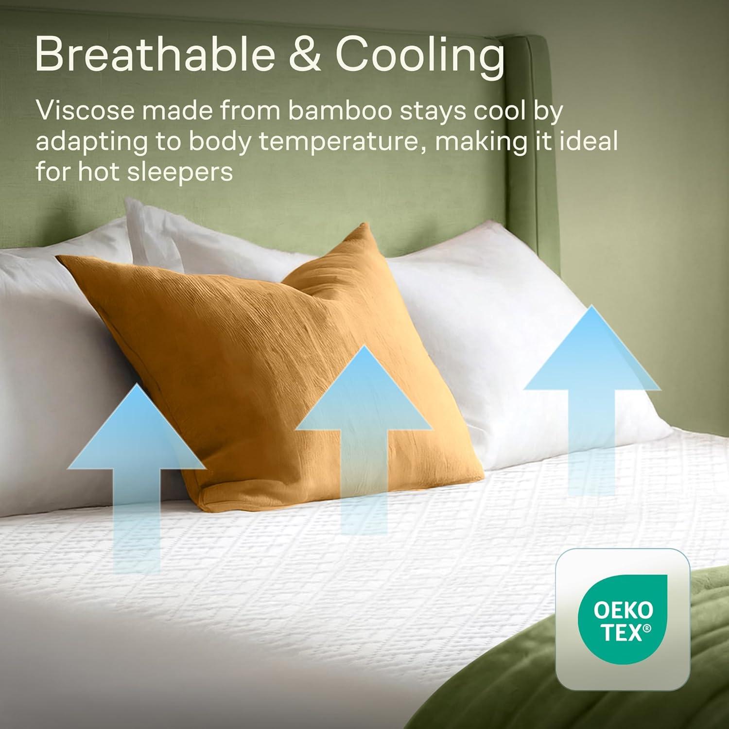 image:image100 Waterproof Twin Mattress Protector 360 Pad Protection Against Spills Stains amp Accidents for Parents amp Pet Owners Noiseless amp Cooling Viscose Made from Bamboo WhiteWhite
