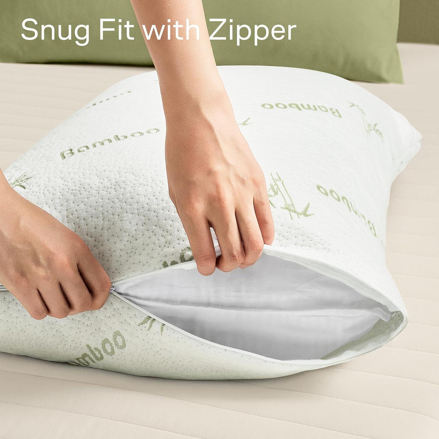 image:imageCloudLike Pillow Protectors with Zipper Standard Size Breathable Cooling Pillow Covers for Hot Sleeprers 100 Resistant to Stains Dust amp Dirt Green 2PackGreen