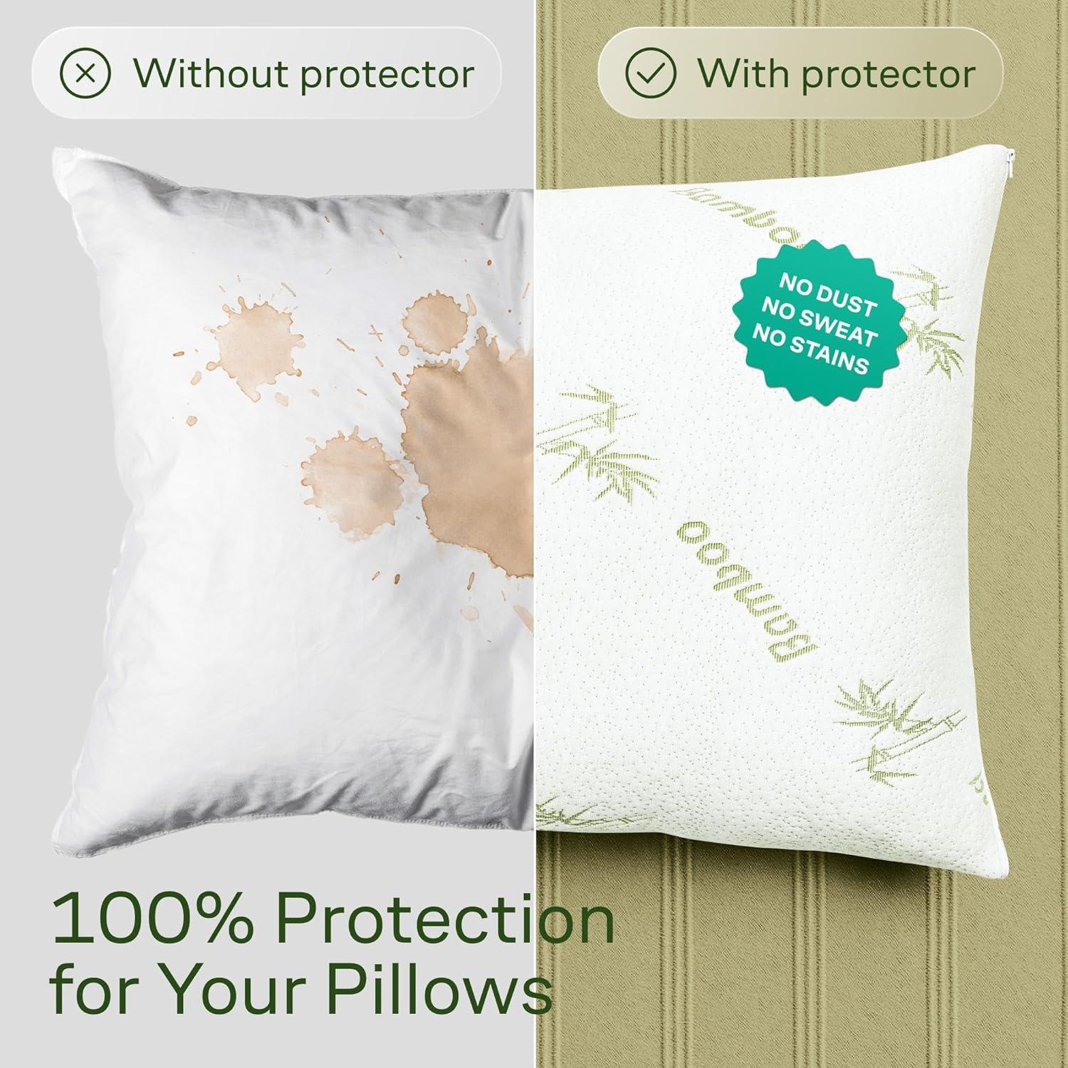 image:imageCloudLike Pillow Protectors with Zipper Standard Size Breathable Cooling Pillow Covers for Hot Sleeprers 100 Resistant to Stains Dust amp Dirt Green 2PackGreen