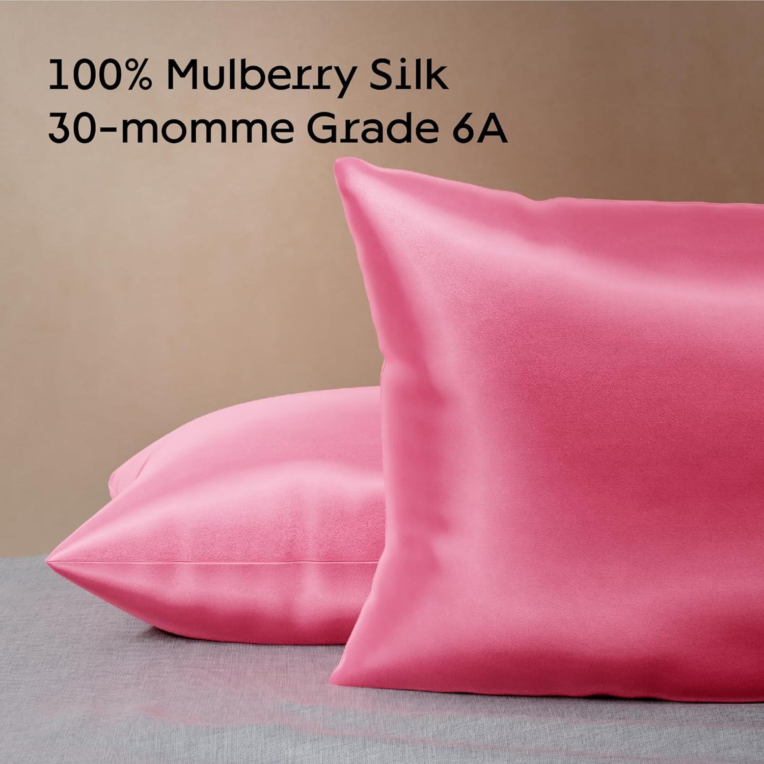 image:imageNiagara 100 Mulberry Silk Pillowcase 30 Momme Silk Pillow case for Hair and Skin Grade 6A Silk Pillow Cases with Zipper Soft amp Cooling Bright Pink Silk Pillowcase Queen Size 20x30