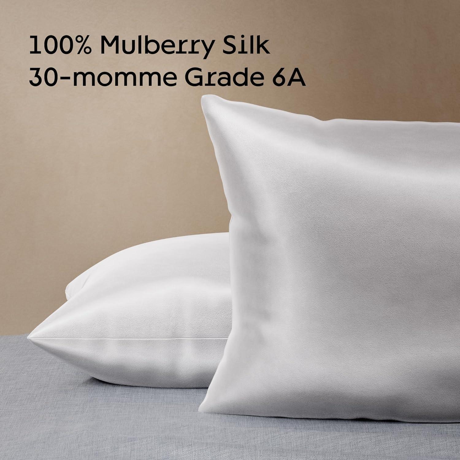 image:imageNiagara 100 Mulberry Silk Pillowcase 30 Momme Silk Pillow case for Hair and Skin Grade 6A Silk Pillow Cases with Zipper Soft amp Cooling Grey Silk Pillowcase Queen Size 20x30