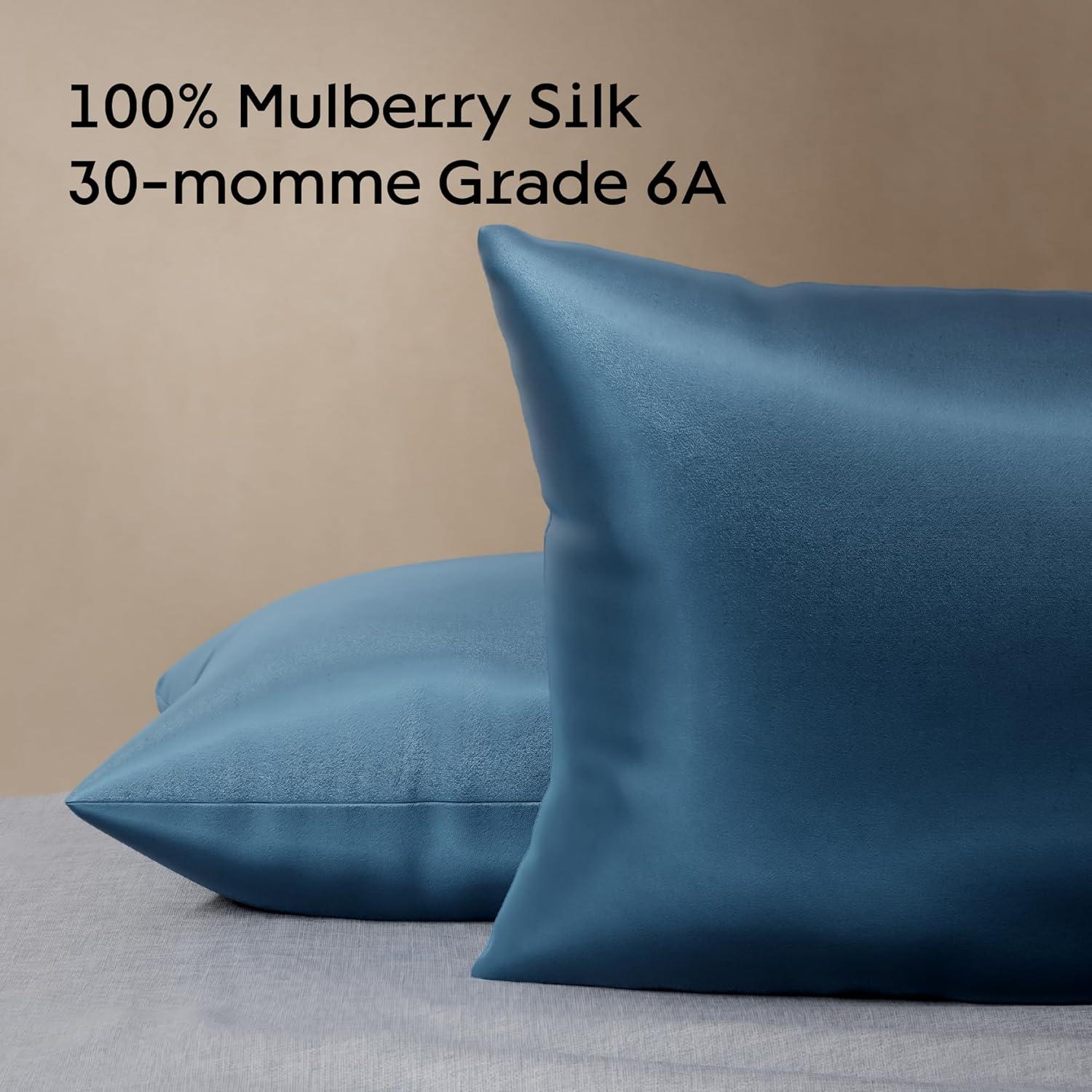 image:imageNiagara 100 Mulberry Silk Pillowcase 30 Momme Silk Pillow case for Hair and Skin Grade 6A Silk Pillow Cases with Zipper Soft amp Cooling Navy Blue Silk Pillowcase Queen Size 20x30