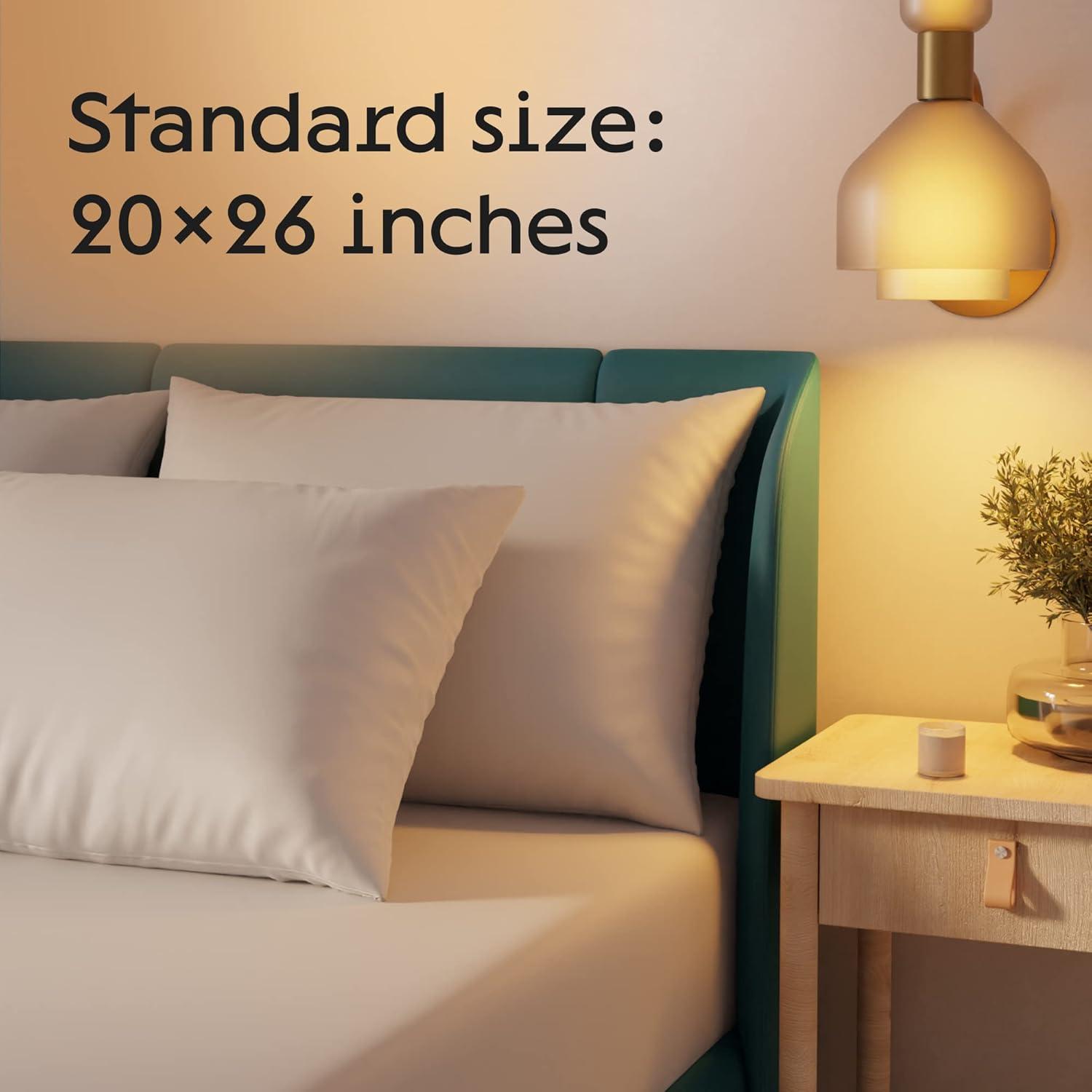image:imageNiagara 2 Pack Queen Pillow Protectors with Zipper Premium Cotton Sateen Blend Tight Weave Lab Tested Non Noisy Zip Covers Breathable Non Crinky 20x30 InchesStandard