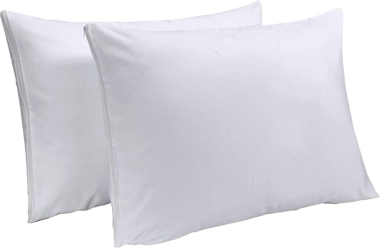 image:imageNiagara 2 Pack Queen Pillow Protectors with Zipper Premium Cotton Sateen Blend Tight Weave Lab Tested Non Noisy Zip Covers Breathable Non Crinky 20x30 InchesKing