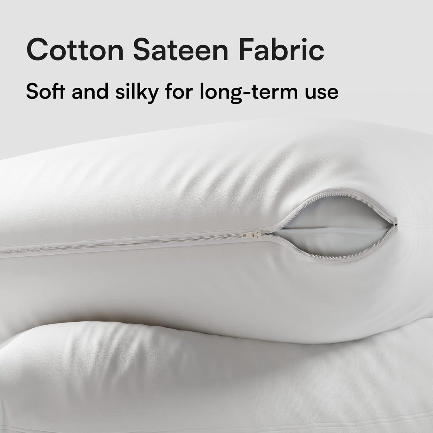 image:imageNiagara 2 Pack Queen Pillow Protectors with Zipper Premium Cotton Sateen Blend Tight Weave Lab Tested Non Noisy Zip Covers Breathable Non Crinky 20x30 InchesQueen