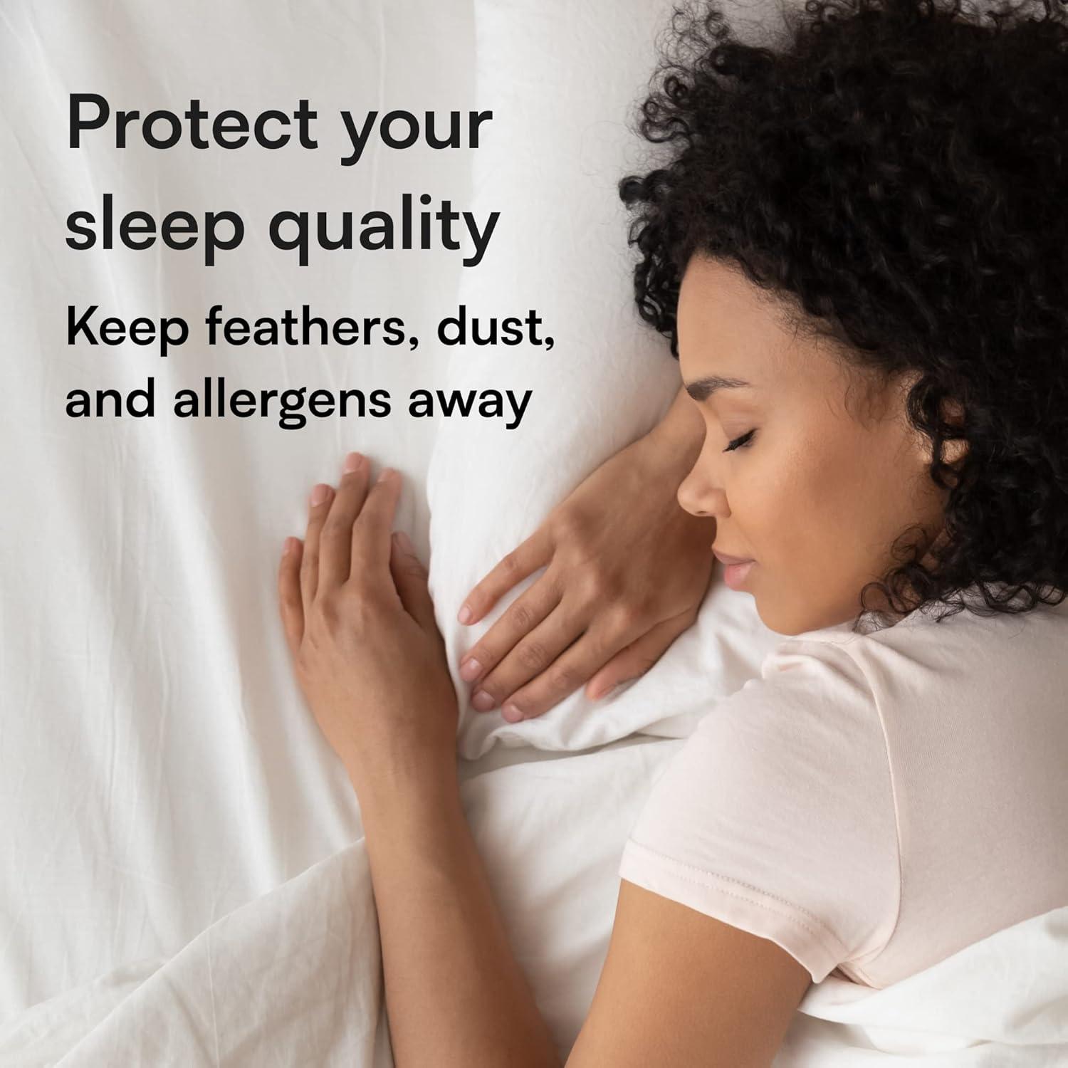 image:imageNiagara 2 Pack Queen Pillow Protectors with Zipper Premium Cotton Sateen Blend Tight Weave Lab Tested Non Noisy Zip Covers Breathable Non Crinky 20x30 InchesQueen