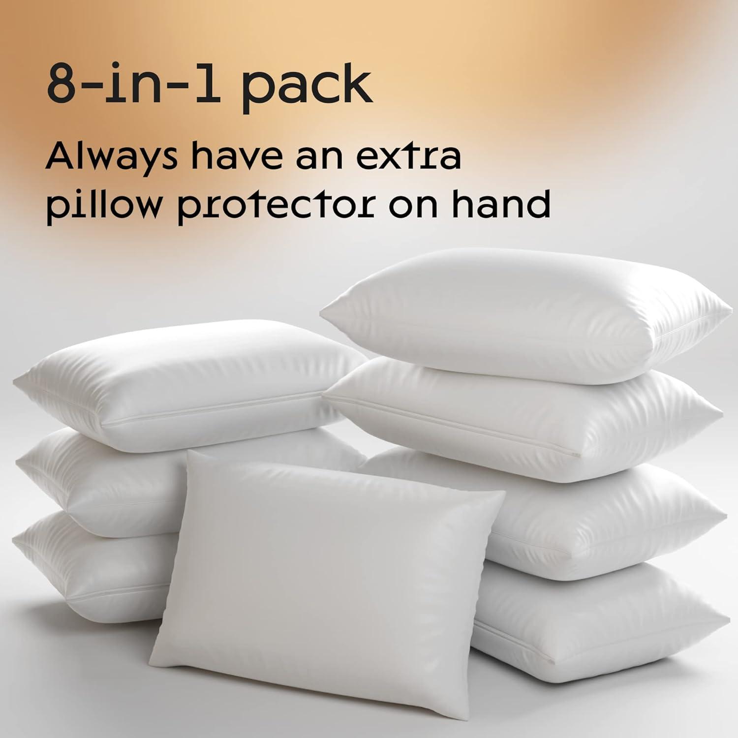 image:imageNiagara 2 Pack Queen Pillow Protectors with Zipper Premium Cotton Sateen Blend Tight Weave Lab Tested Non Noisy Zip Covers Breathable Non Crinky 20x30 InchesStandard