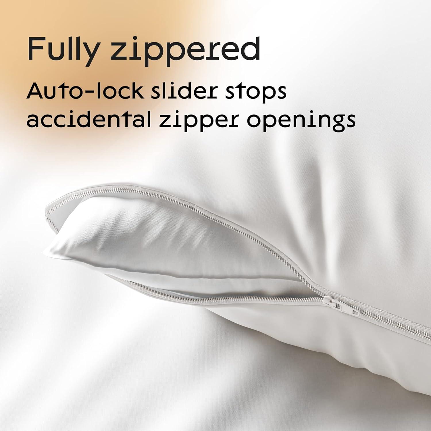 image:imageNiagara 2 Pack Standard Pillow Protectors with Zipper Premium Cotton Sateen Blend Tight Weave Lab Tested Non Noisy Zip Covers Breathable Non Crinky 20x26 InchesStandard