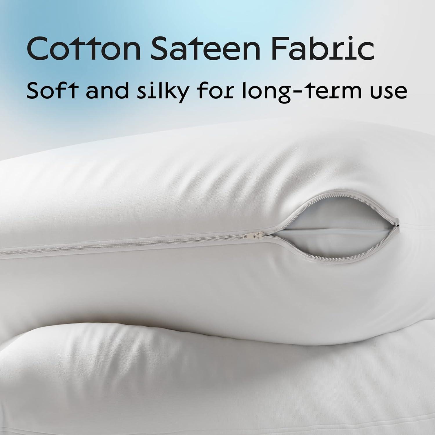 image:imageNiagara 4 Pack King Pillow Protectors with Zipper Premium Cotton Sateen Blend Tight Weave Lab Tested Non Noisy Zip Covers Breathable Non Crinky 20x36 InchesStandard