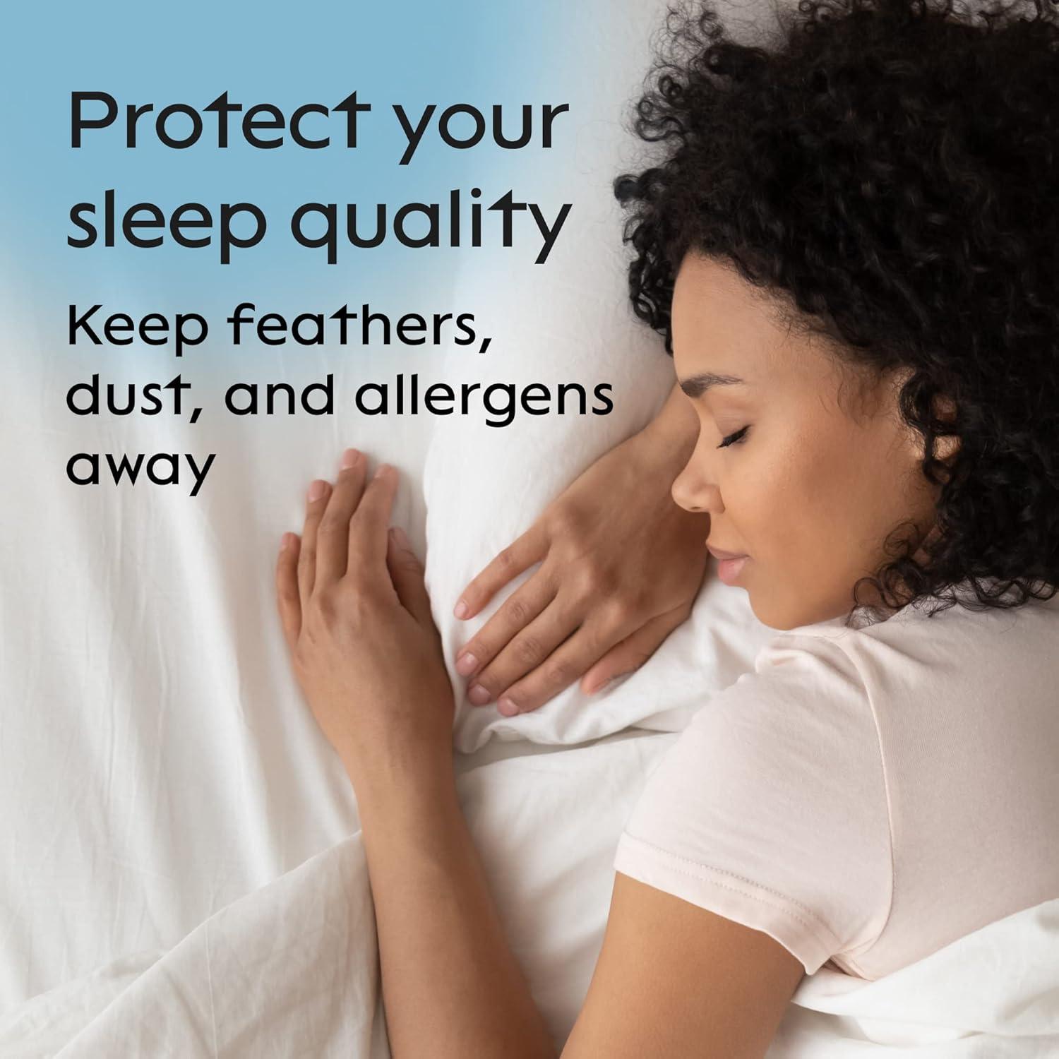image:imageNiagara 4 Pack King Pillow Protectors with Zipper Premium Cotton Sateen Blend Tight Weave Lab Tested Non Noisy Zip Covers Breathable Non Crinky 20x36 InchesStandard