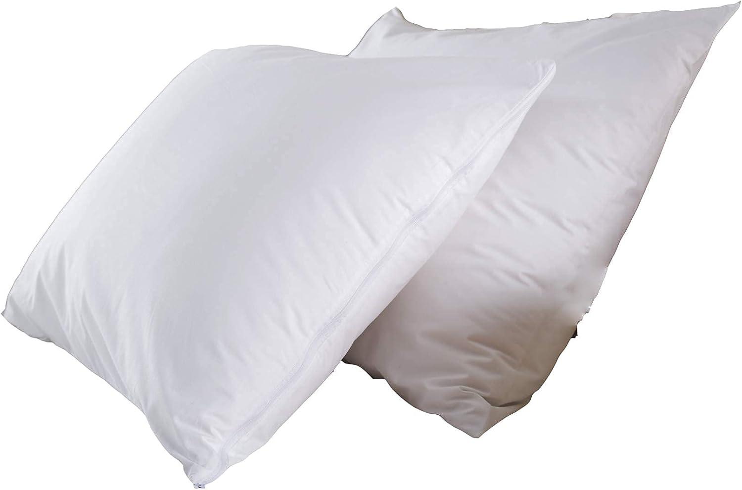 image:imageNiagara 4 Pack Standard Pillow Protectors with Zipper Premium Cotton Sateen Blend Tight Weave Lab Tested Non Noisy Zip Covers Breathable Non Crinky 20x26 InchesKing