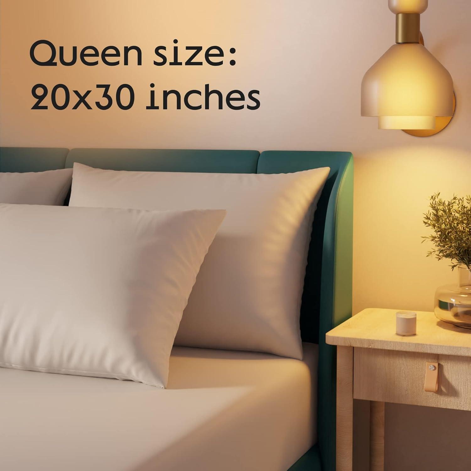 image:imageNiagara 4 Pack Standard Pillow Protectors with Zipper Premium Cotton Sateen Blend Tight Weave Lab Tested Non Noisy Zip Covers Breathable Non Crinky 20x26 InchesQueen