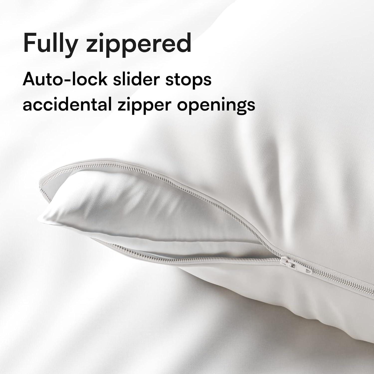 image:imageNiagara 4 Pack Standard Pillow Protectors with Zipper Premium Cotton Sateen Blend Tight Weave Lab Tested Non Noisy Zip Covers Breathable Non Crinky 20x26 InchesQueen