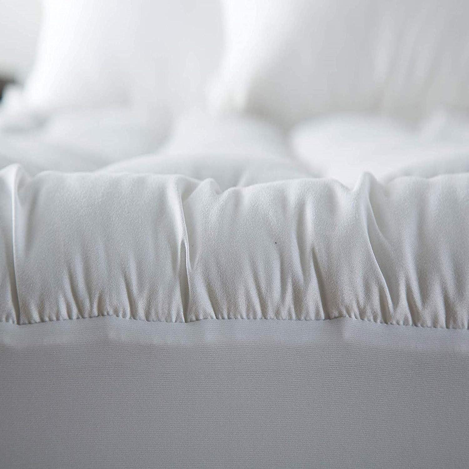 image:imageNiagara Mattress Topper Twin XL Extra Long Quilted Back Pain Relief Plush Down Alternative Pillow Top Fitted Skirt Protector Cooling Mattress Pad Deep Pocket Fits 20 Inches Soft White 39x80 InchesTwin XL