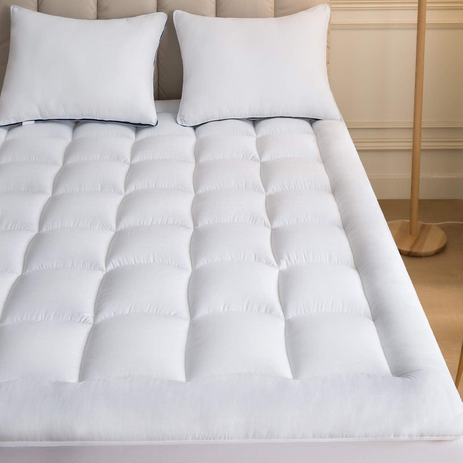 image:imageNiagara Mattress Topper Twin XL Extra Long Quilted Back Pain Relief Plush Down Alternative Pillow Top Fitted Skirt Protector Cooling Mattress Pad Deep Pocket Fits 20 Inches Soft White 39x80 InchesTwin XL
