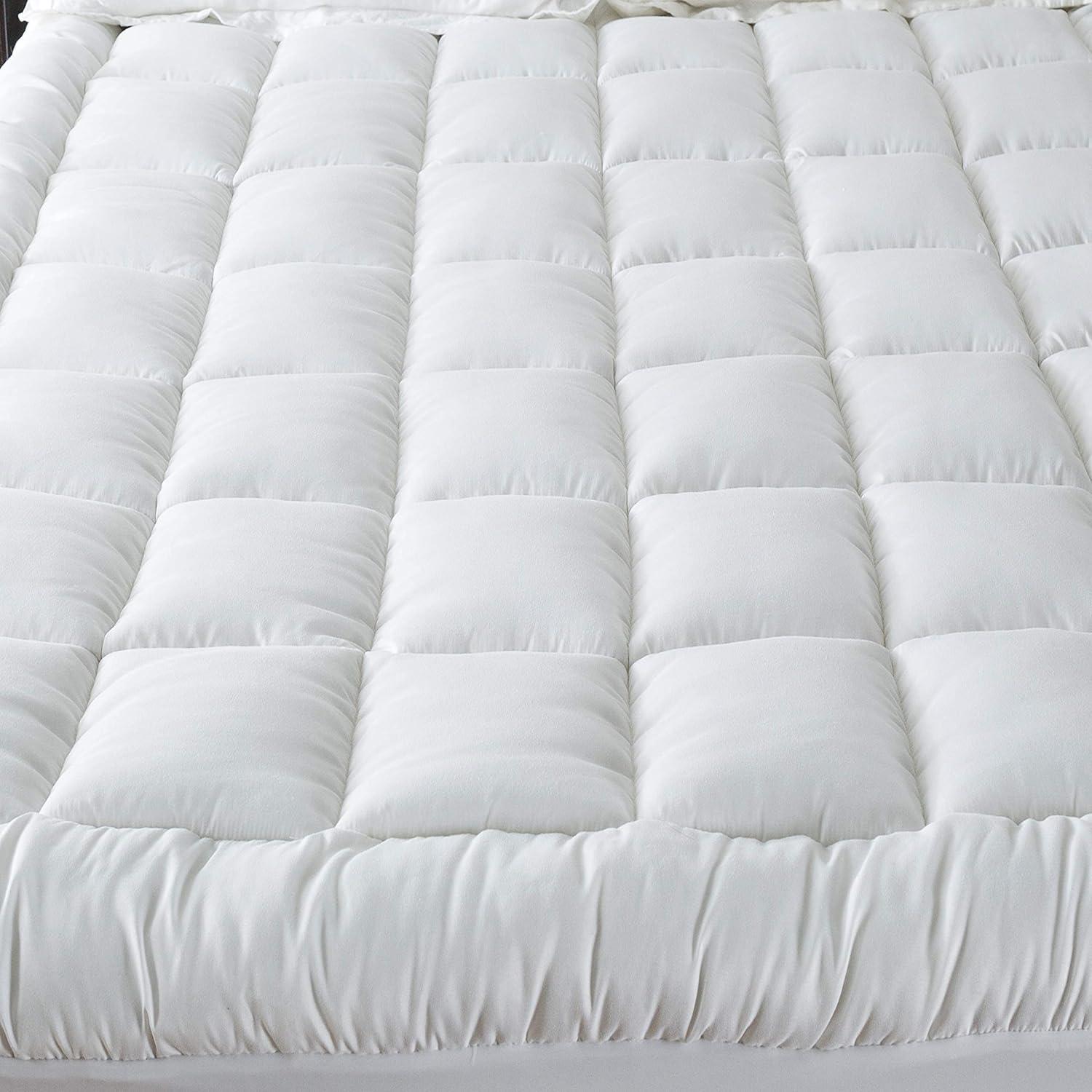 image:imageNiagara Mattress Topper Twin XL Extra Long Quilted Back Pain Relief Plush Down Alternative Pillow Top Fitted Skirt Protector Cooling Mattress Pad Deep Pocket Fits 20 Inches Soft White 39x80 InchesTwin XL