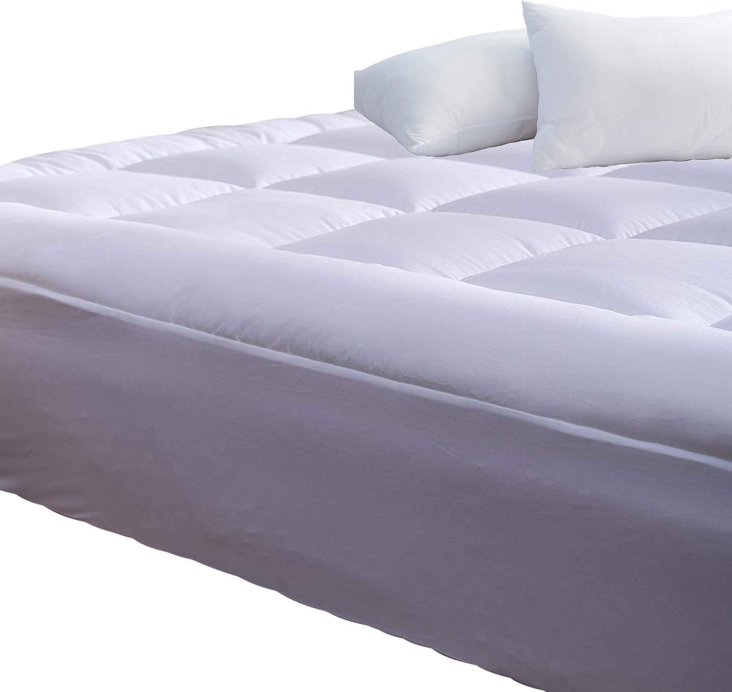 image:imageNiagara Mattress Topper Twin XL Extra Long Quilted Back Pain Relief Plush Down Alternative Pillow Top Fitted Skirt Protector Cooling Mattress Pad Deep Pocket Fits 20 Inches Soft White 39x80 InchesTwin XL