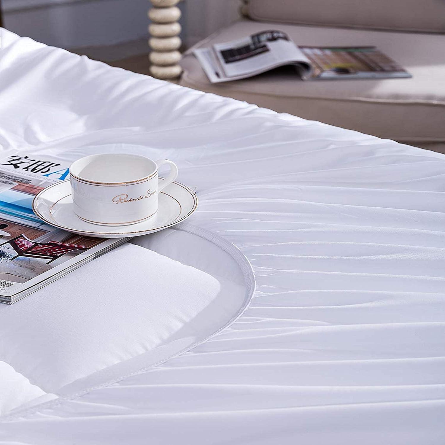image:imageNiagara Mattress Topper Twin XL Extra Long Quilted Back Pain Relief Plush Down Alternative Pillow Top Fitted Skirt Protector Cooling Mattress Pad Deep Pocket Fits 20 Inches Soft White 39x80 InchesTwin XL