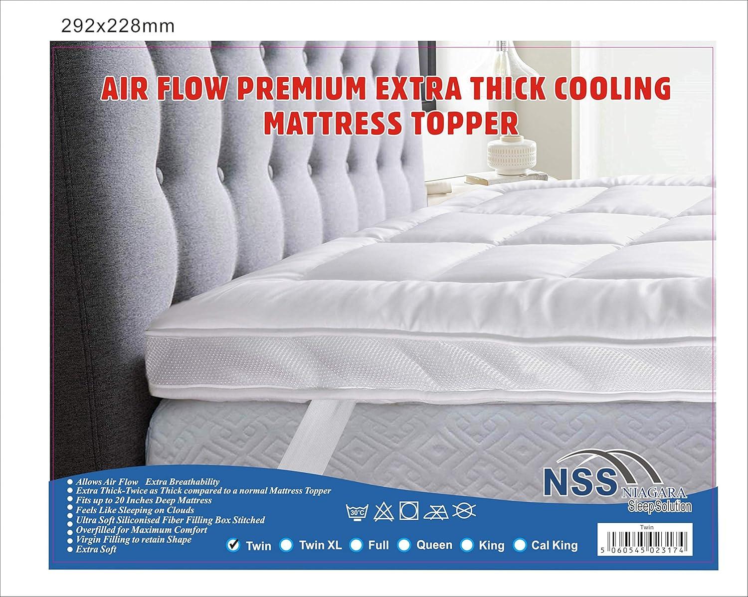 image:imageNiagara Microfiber Twin Mattress Topper Pillow Top Mattress Cover Quilted Fitted Cooling Topper for Back Pain Deep Pocket Fits 20 Inches 39x75 InchesTwin