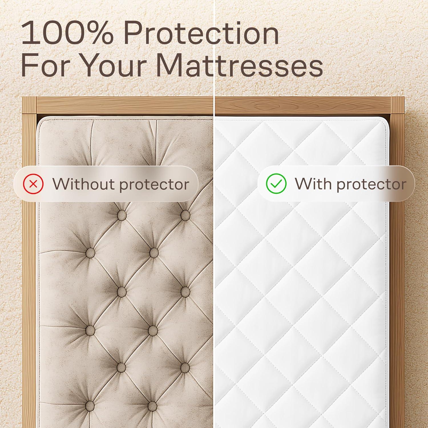 image:imageNiagara Waterproof 360 Protection Zippered Mattress Pad Queen 60x80 Non Noisy Cooling Breathable Ultra Plush Protector Absorbent Extra Deep Fits 20 Inches Deep MattressTop Fabric 100 Cotton Filling 100 Polyester Bottom Fabric 100 Polyester Skirt 100 Polyester