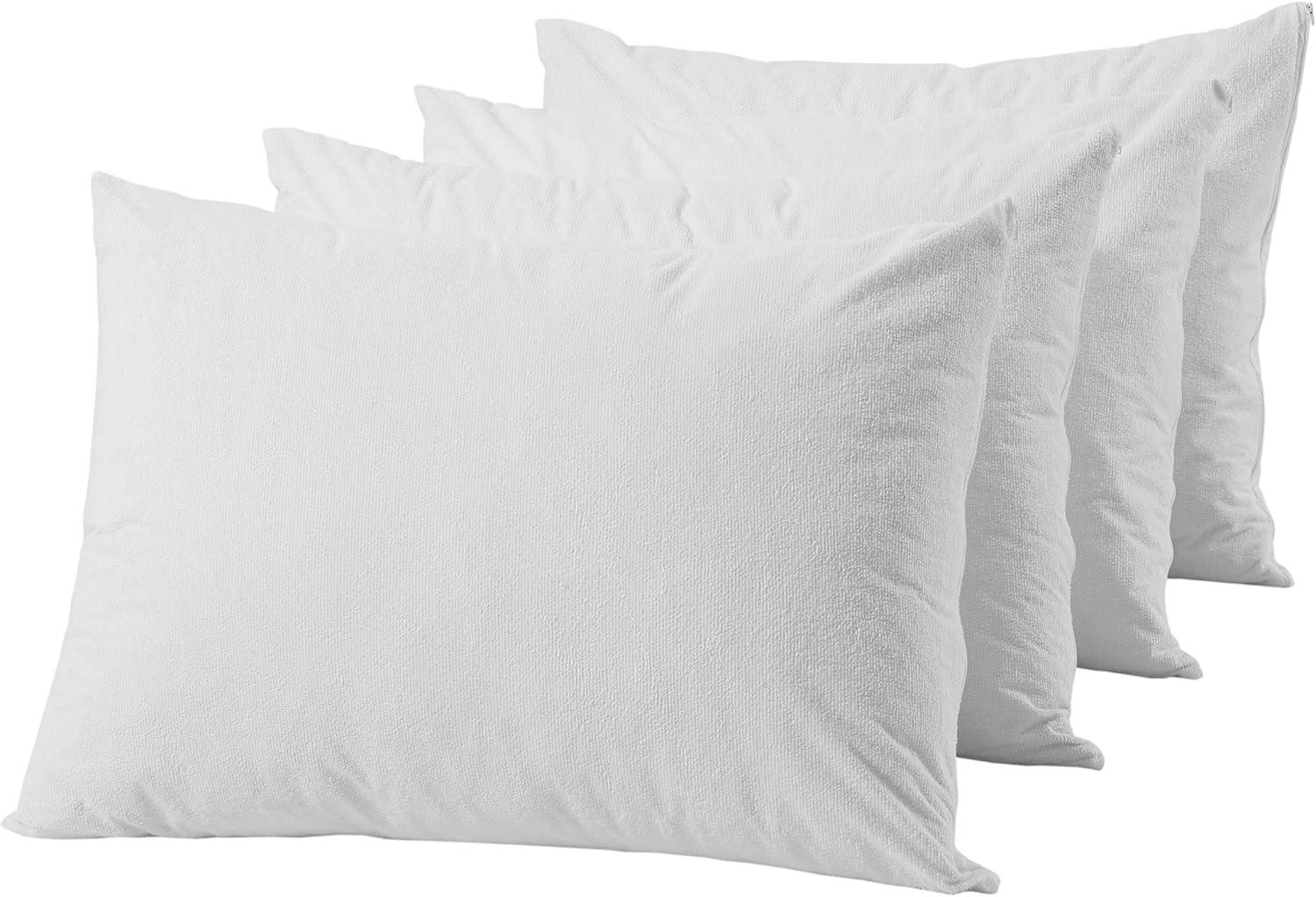 image:imageNiagara Waterproof Pillow Protectors King 4 Pack Cotton Terry 100 Waterproof Cooling Zippered Cotton White T Pillow Encasement Washable Long Life Soft BreathableKing