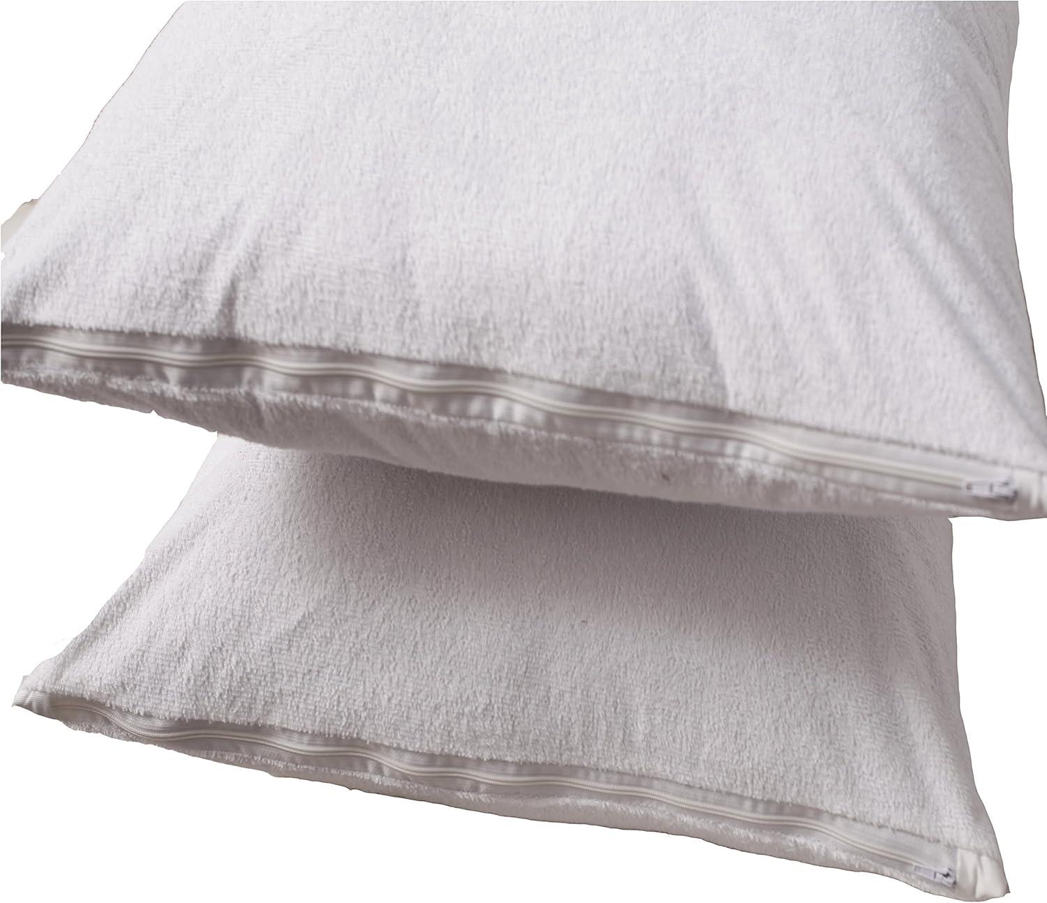 image:imageNiagara Waterproof Pillow Protectors King 4 Pack Cotton Terry 100 Waterproof Cooling Zippered Cotton White T Pillow Encasement Washable Long Life Soft BreathableKing