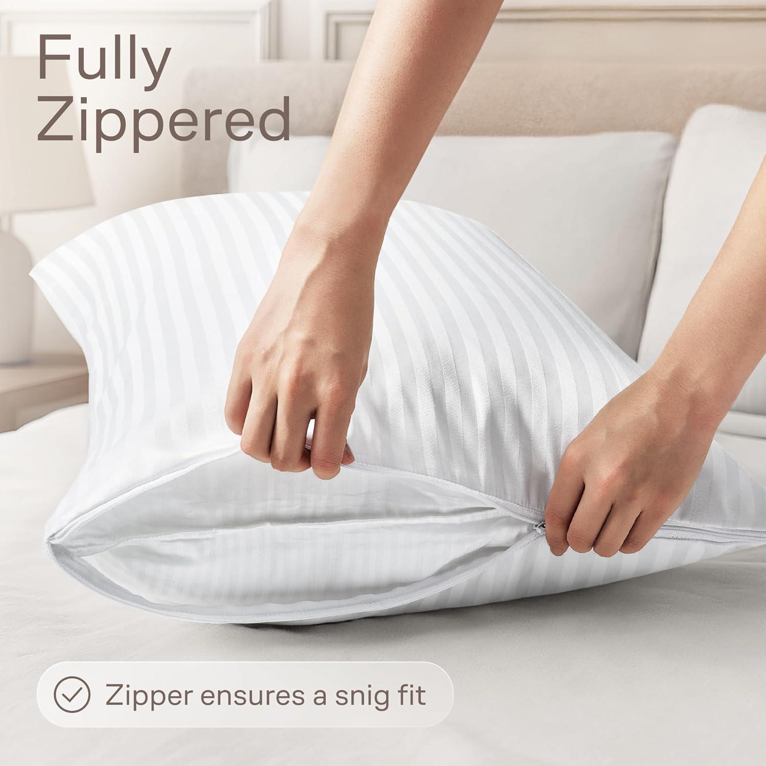 image:imageSet of 2 Pillow Protectors with Zipper Standard Size 100 Resistant to Stains Dust amp Dirt Washable Covers for Increased Pillow LifespanKing