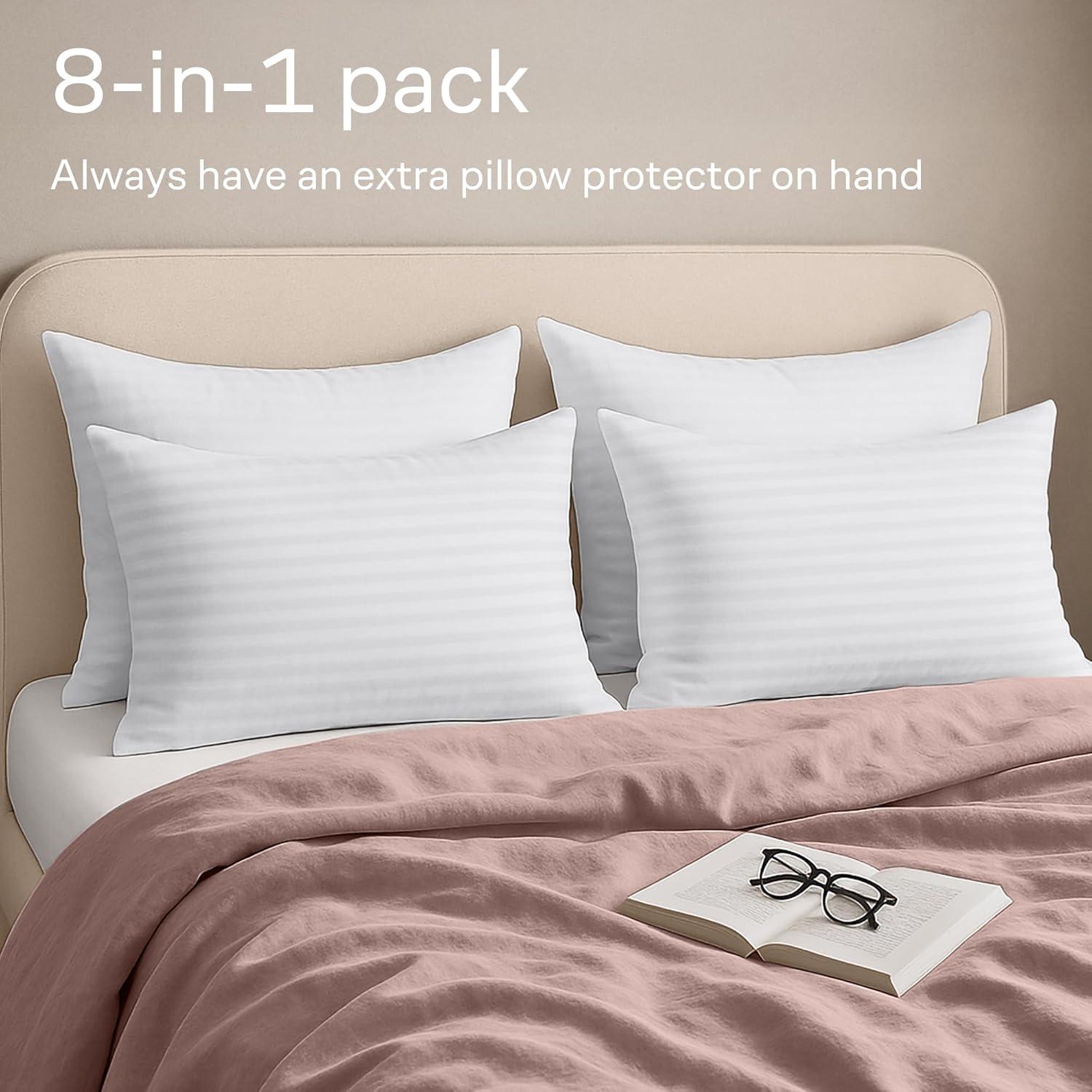 image:imageSet of 4 Pillow Protectors with Zipper Standard Size 100 Resistant to Stains Dust amp Dirt Washable Covers for Increased Pillow LifespanKing