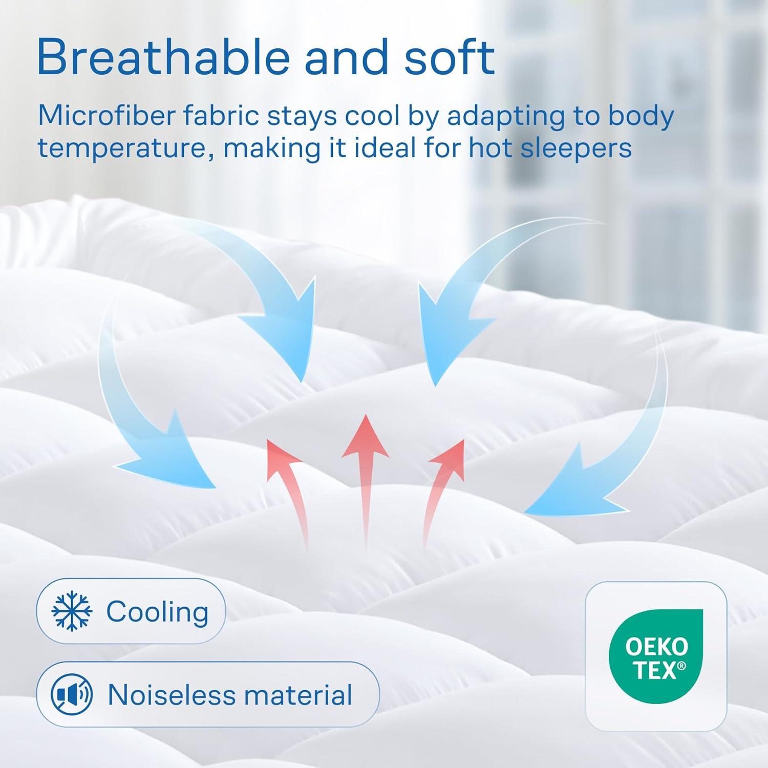 image:imageUltra Soft Full XL Size Mattress Topper CloudLike Mattress Pad for Back Pain Relief Machine Washable Breathable Cooling Material for Hot Sleepers