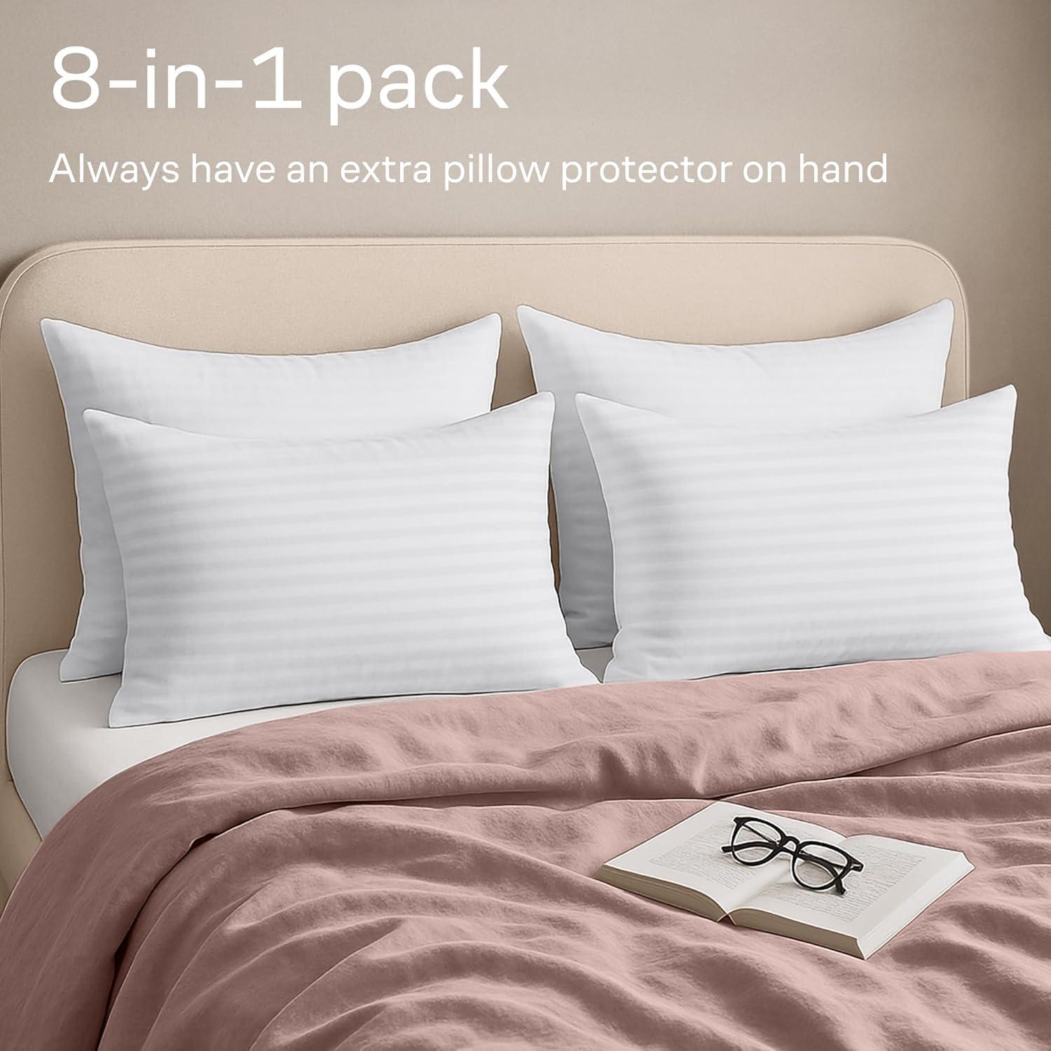 image:imageUltra Soft Pillow Protectors with Zipper King Size Set of 4 Breathable Pillow Covers 100 Protection Against Stains Dust amp Dirt Machine Washable WhiteDark White