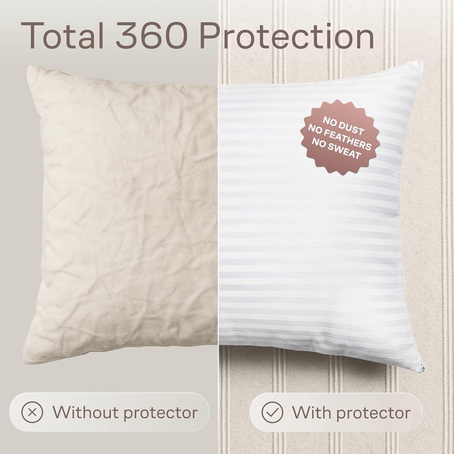 image:imageUltra Soft Pillow Protectors with Zipper King Size Set of 4 Breathable Pillow Covers 100 Protection Against Stains Dust amp Dirt Machine Washable WhiteDark White