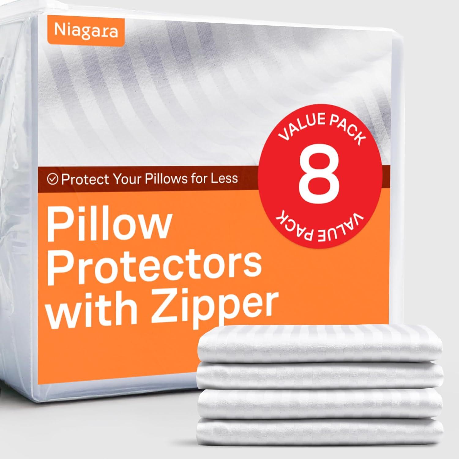image:imageUltra Soft Pillow Protectors with Zipper King Size Set of 4 Breathable Pillow Covers 100 Protection Against Stains Dust amp Dirt Machine Washable WhiteDark White