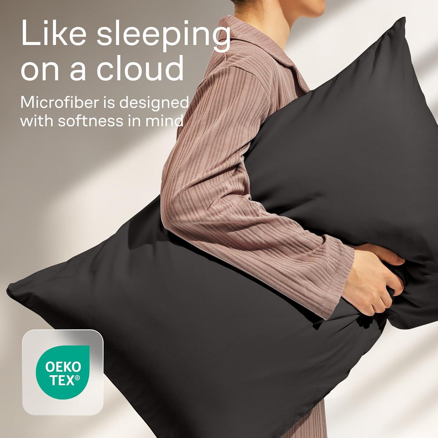 image:imageUltra Soft Pillow Protectors with Zipper King Size Set of 4 Breathable Pillow Covers 100 Protection Against Stains Dust amp Dirt Machine Washable WhiteBlack