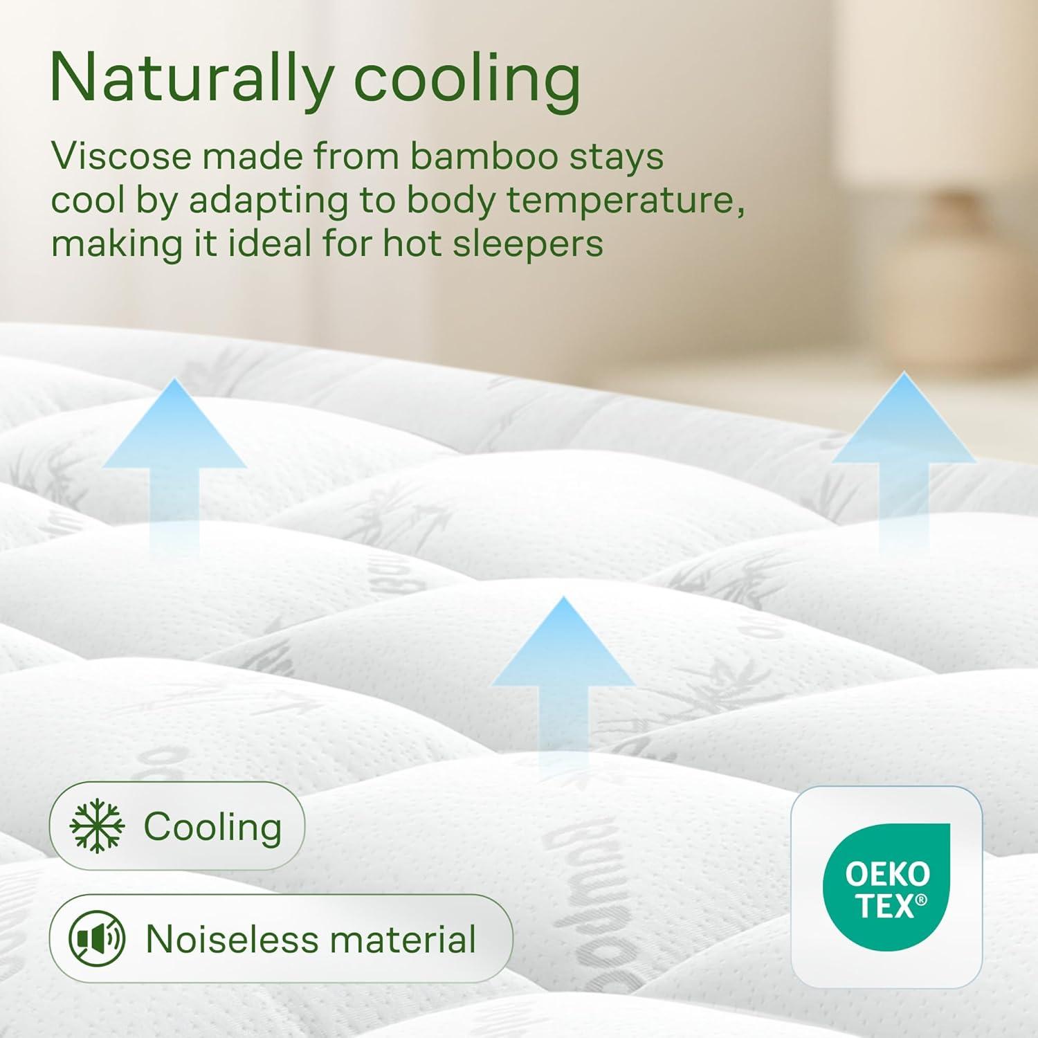 image:imageUltra Soft Twin Size Mattress Topper Viscose Made from Bamboo Pillow Top Mattress Pad for Back Pain Relief Naturally Cooling for Hot Sleepers WhiteFull