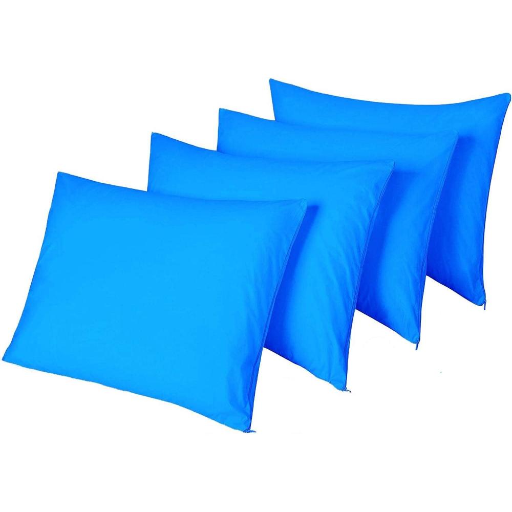 image:image4 Pack Waterproof Blue Pillow Protectors Standard 20x26 Inches Smooth Zipper Premium Encasement Covers Quiet Cases SetBlue