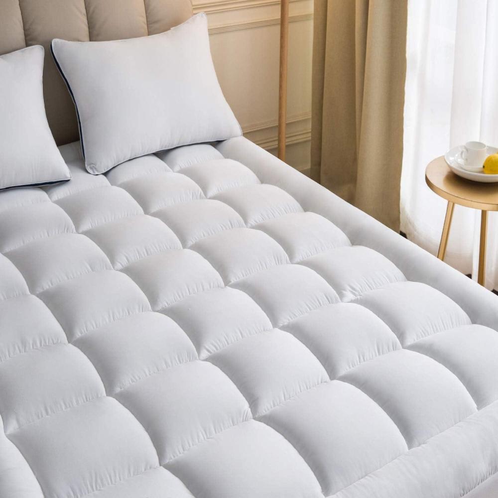 image:imageNiagara Mattress Topper Twin XL Extra Long Quilted Back Pain Relief Plush Down Alternative Pillow Top Fitted Skirt Protector Cooling Mattress Pad Deep Pocket Fits 20 Inches Soft White 39x80 InchesTwin XL