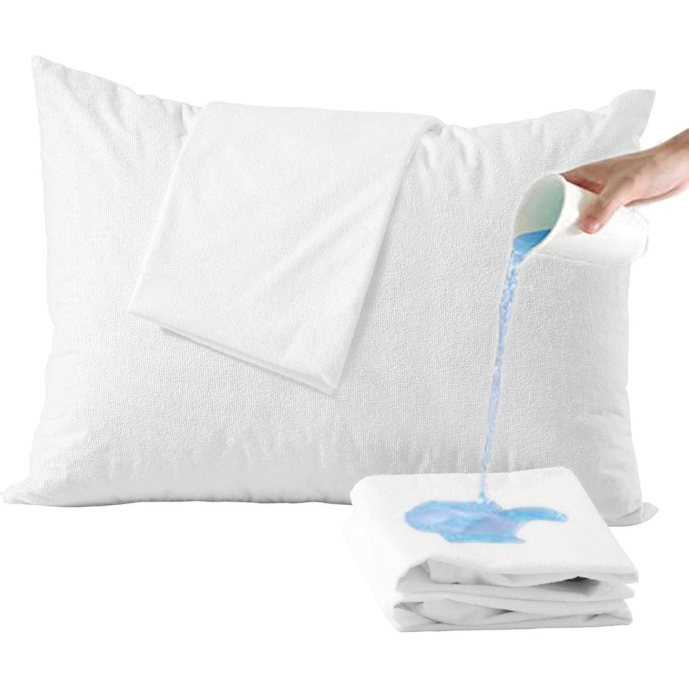 image:imageNiagara Waterproof Pillow Protectors King 4 Pack Cotton Terry 100 Waterproof Cooling Zippered Cotton White T Pillow Encasement Washable Long Life Soft BreathableKing