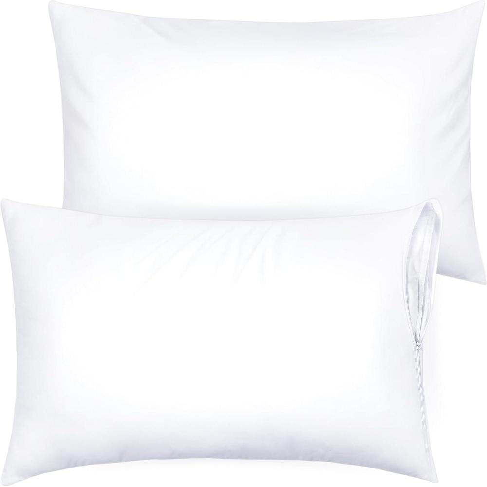 image:imageUltra Soft Pillow Protectors with Zipper King Size Set of 4 Breathable Pillow Covers 100 Protection Against Stains Dust amp Dirt Machine Washable WhiteWhite