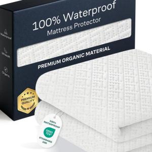 100% Waterproof Twin Mattress Protector – 360 Pad Protection Against Spills, Stains & Accidents for Parents & Pet Owners – Noiseless & Cooling Viscose Made from Bamboo (White)(White)