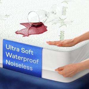 100% Waterproof Twin Mattress Protector – 360 Pad Protection Against Spills, Stains & Accidents for Parents & Pet Owners – Noiseless & Cooling Viscose Made from Bamboo (Green)(Green)