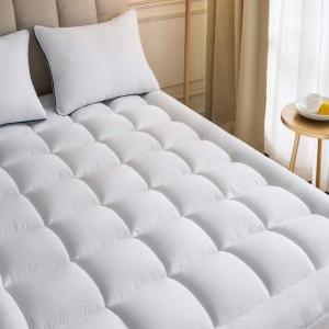 Niagara Mattress Topper Twin XL Extra Long Quilted Back Pain Relief Plush Down Alternative Pillow Top Fitted Skirt Protector Cooling Mattress Pad Deep Pocket Fits 20 Inches Soft White (39×80 Inches)(Twin XL)