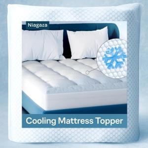 Niagara Microfiber Twin Mattress Topper – Pillow Top Mattress Cover Quilted Fitted Cooling Topper for Back Pain Deep Pocket Fits 20 Inches (39×75 Inches)(Twin)