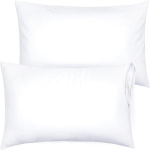 Ultra Soft Pillow Protectors with Zipper King Size – Set of 4 Breathable Pillow Covers – 100% Protection Against Stains, Dust & Dirt – Machine Washable (White)(White)