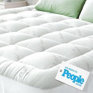 Ultra Soft Twin Size Mattress Topper – Viscose Made from Bamboo Pillow Top Mattress Pad for Back Pain Relief – Naturally Cooling for Hot Sleepers, White(Twin XL)