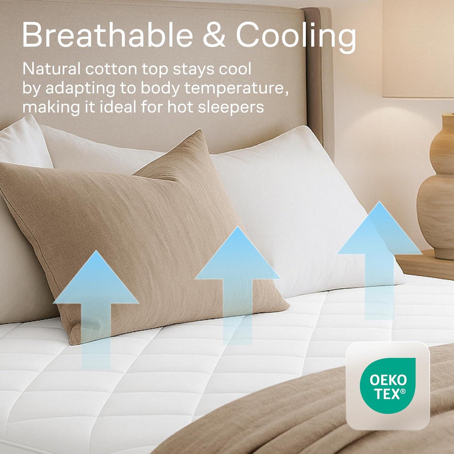 image:imageNiagara Cotton Mattress Pad Full 54x75 Non Noisy Cooling Breathable Ultra Plush Absorbent Protector Extra Deep Fits 20 Inches Deep MattressCotton
