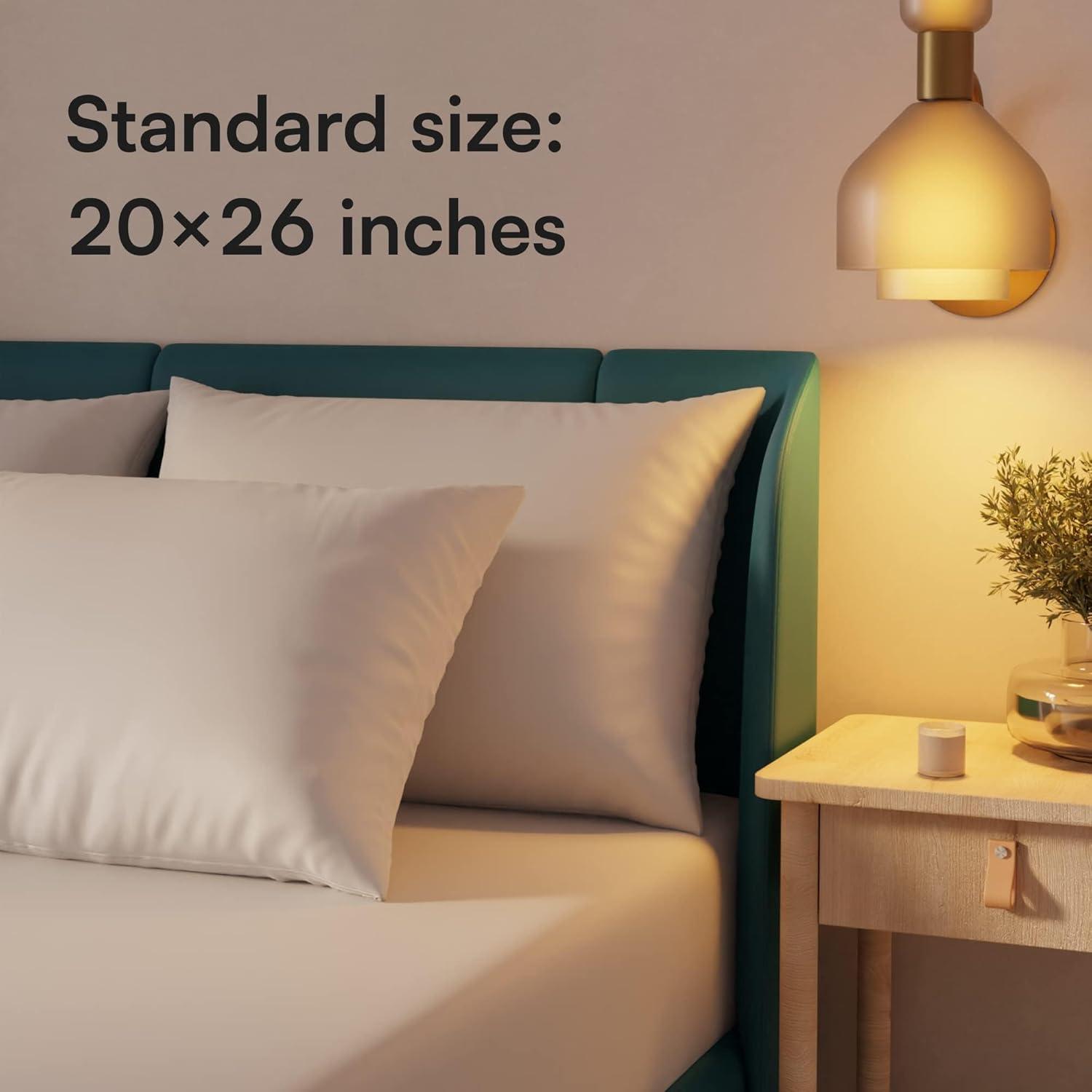 image:imageNiagara 4 Pack Waterproof Pillow Protectors Queen 20x30 Inches Smooth Zipper Premium Encasement Covers Quiet Cases Set WhiteStandard