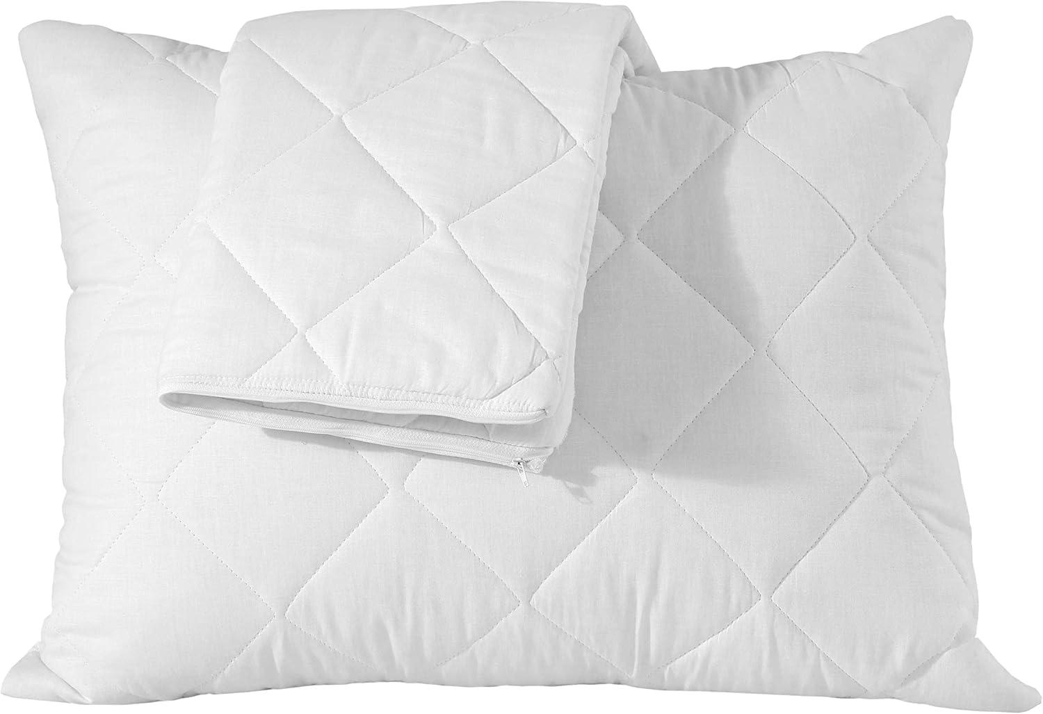 image:imageWaterproof Quilted Pillow Protectors King Ultra Soft Thick Pair 20x36 Inches Brushed Ultra Plush White Zippered Set of 2 Size EncasementWhite