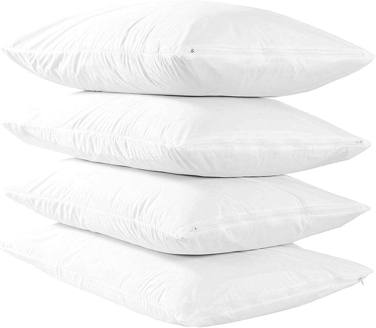 image:imageWaterproof Quilted Pillow Protectors King Ultra Soft Thick Pair 20x36 Inches Brushed Ultra Plush White Zippered Set of 2 Size EncasementWhite