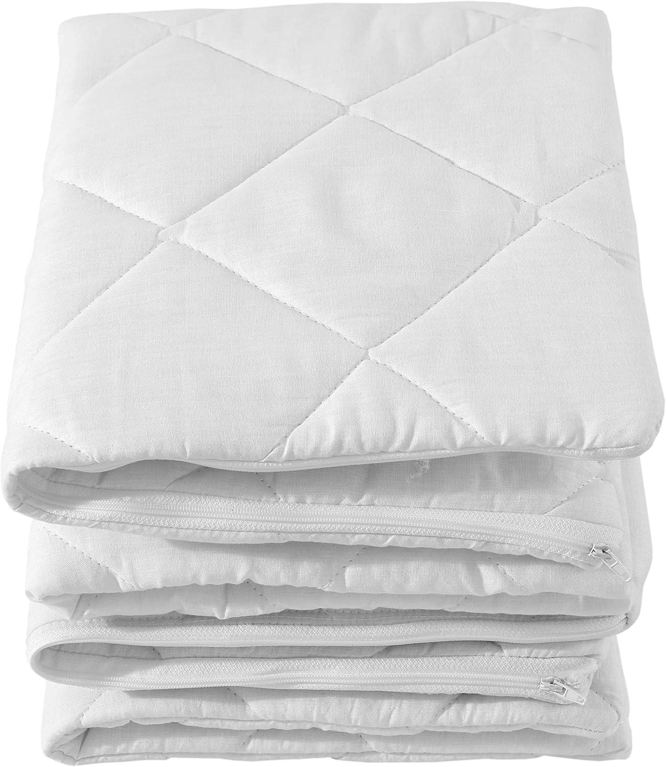 image:imageWaterproof Quilted Pillow Protectors King Ultra Soft Thick Pair 20x36 Inches Brushed Ultra Plush White Zippered Set of 2 Size EncasementWhite