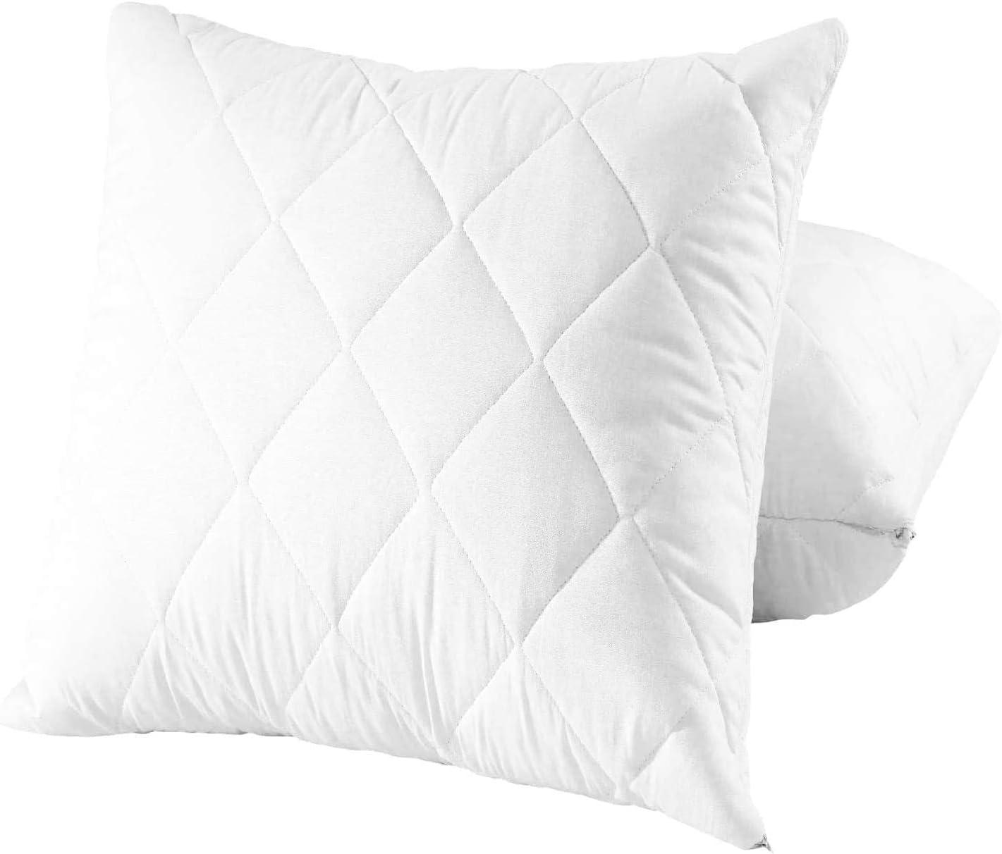 image:imageWaterproof Quilted Pillow Protectors King Ultra Soft Thick Pair 20x36 Inches Brushed Ultra Plush White Zippered Set of 2 Size EncasementWhite